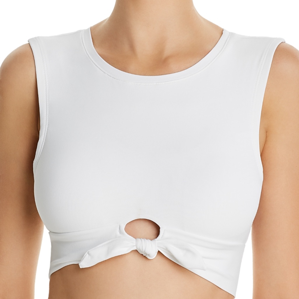 Robin Piccone Ava Longline Knot Front Bikini Crop Top Size L